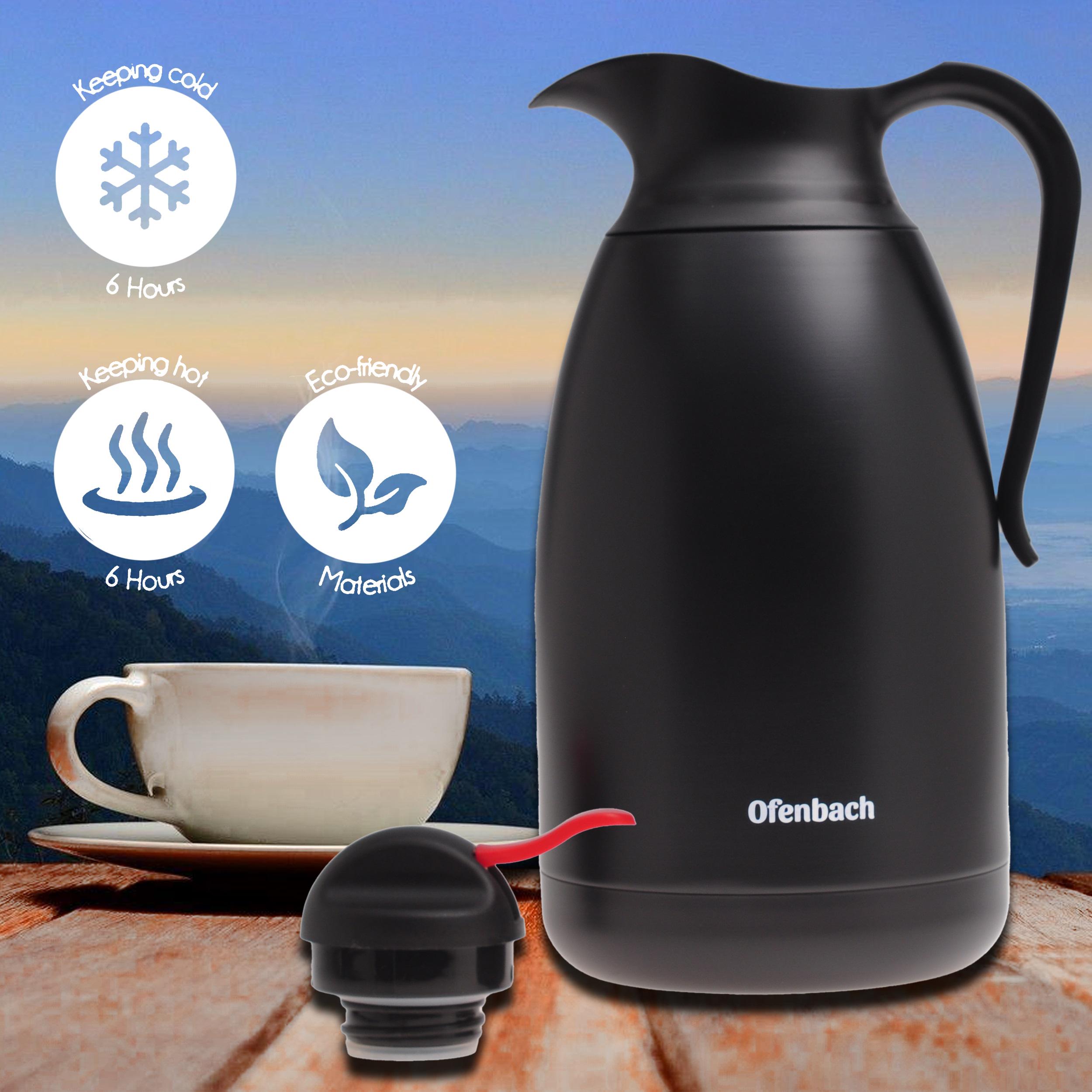 Термос конференционный с пластиковой крышкой и ручкой Ofenbach КМ-101333 из нержавеющей стали 2000 мл Черный (150-84-101333) - фото 3 Термос конференционный с пластиковой крышкой и ручкой Ofenbach КМ-101333 из нержавеющей стали 2000 мл Черный (150-84-101333) - фото 3