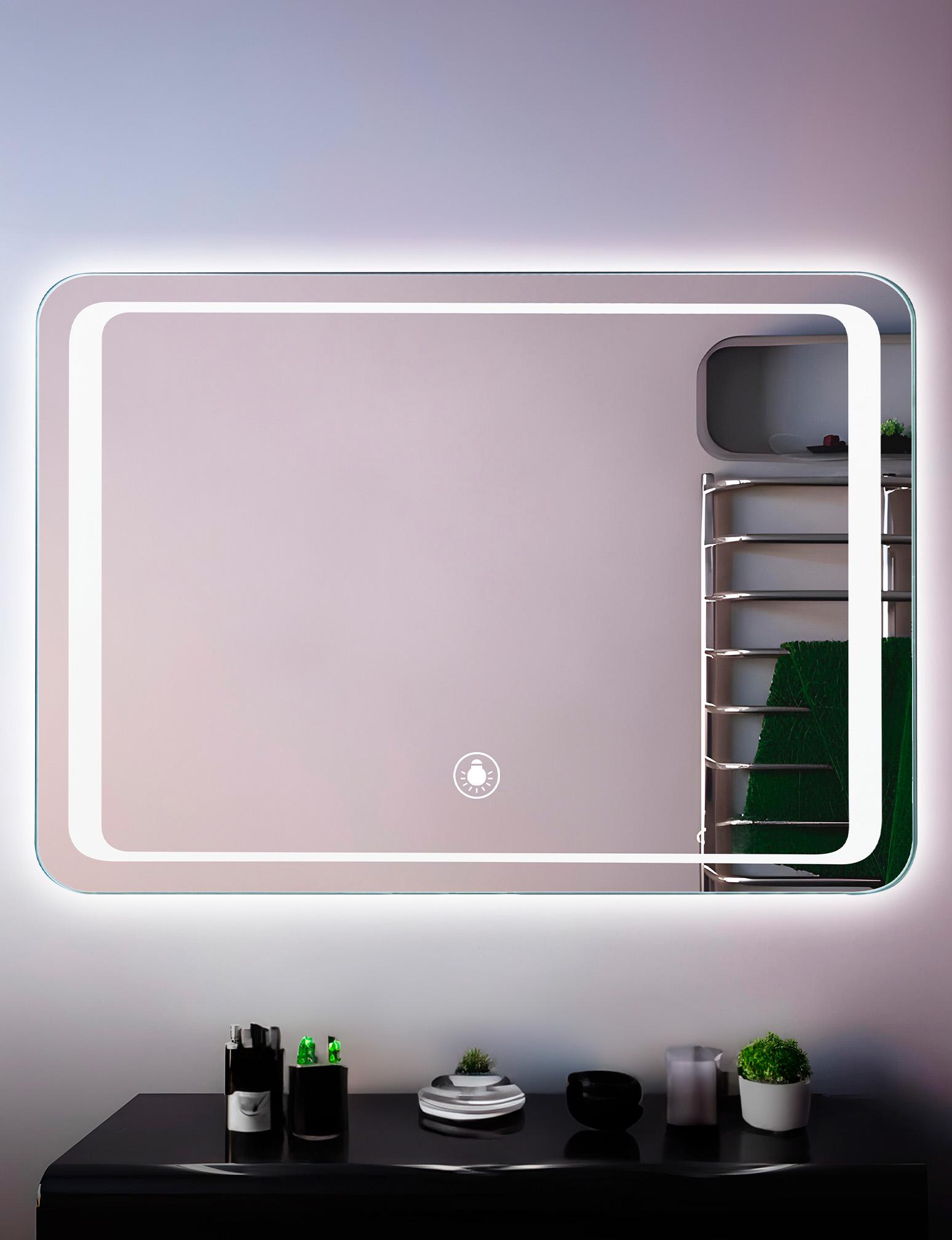 Зеркало с подсветкой LED BRS для ванной комнаты настенное смарт 80х60 см (514192869)