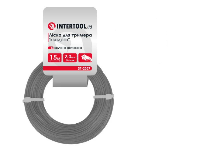 Леска для триммера Intertool квадрат витая армированная 2,0 мм х 15 м (DT-2327)