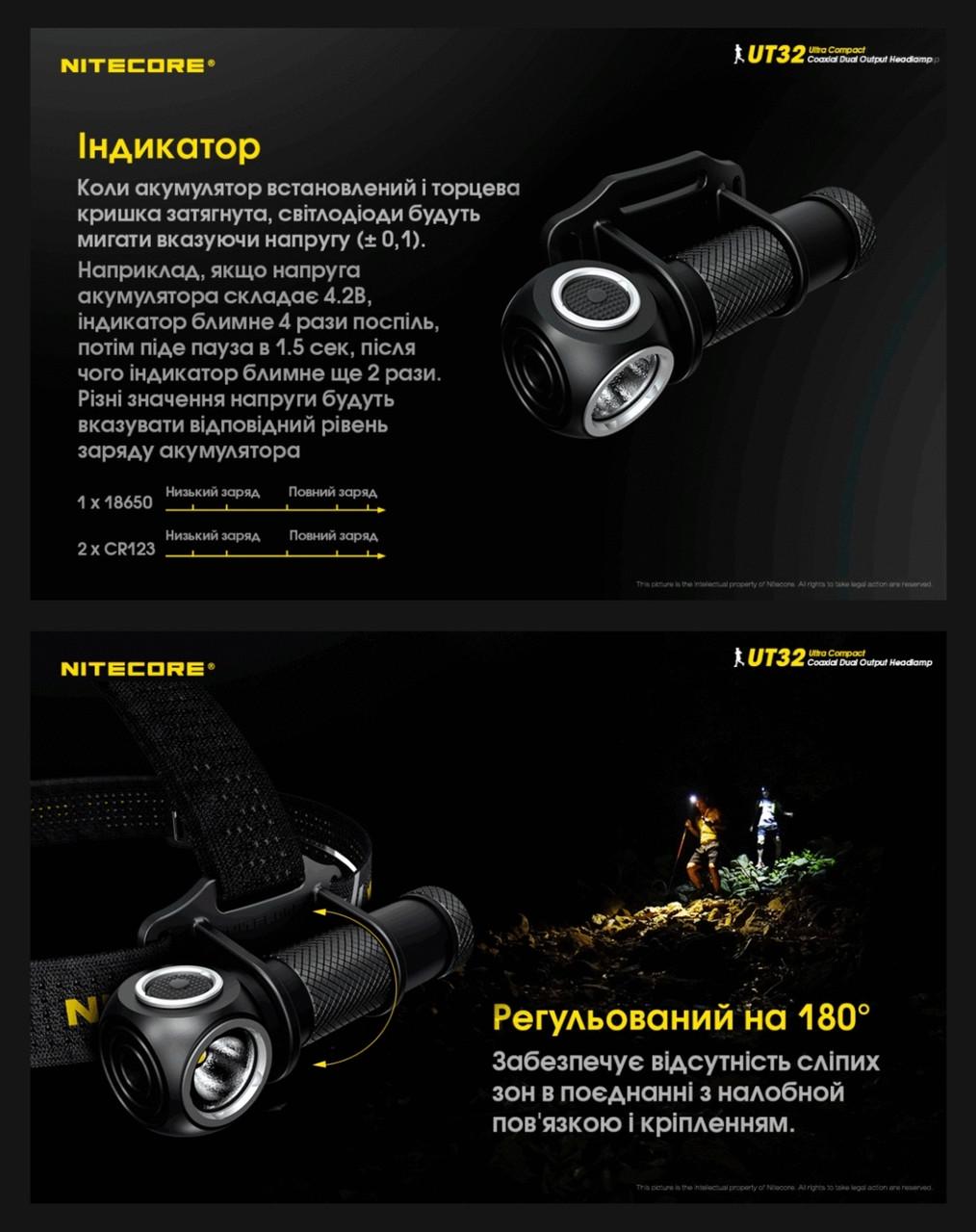 Ліхтар налобний Nitecore UT32 з холодним і теплим світлом (010216) - фото 10 Ліхтар налобний Nitecore UT32 з холодним і теплим світлом (010216) - фото 10