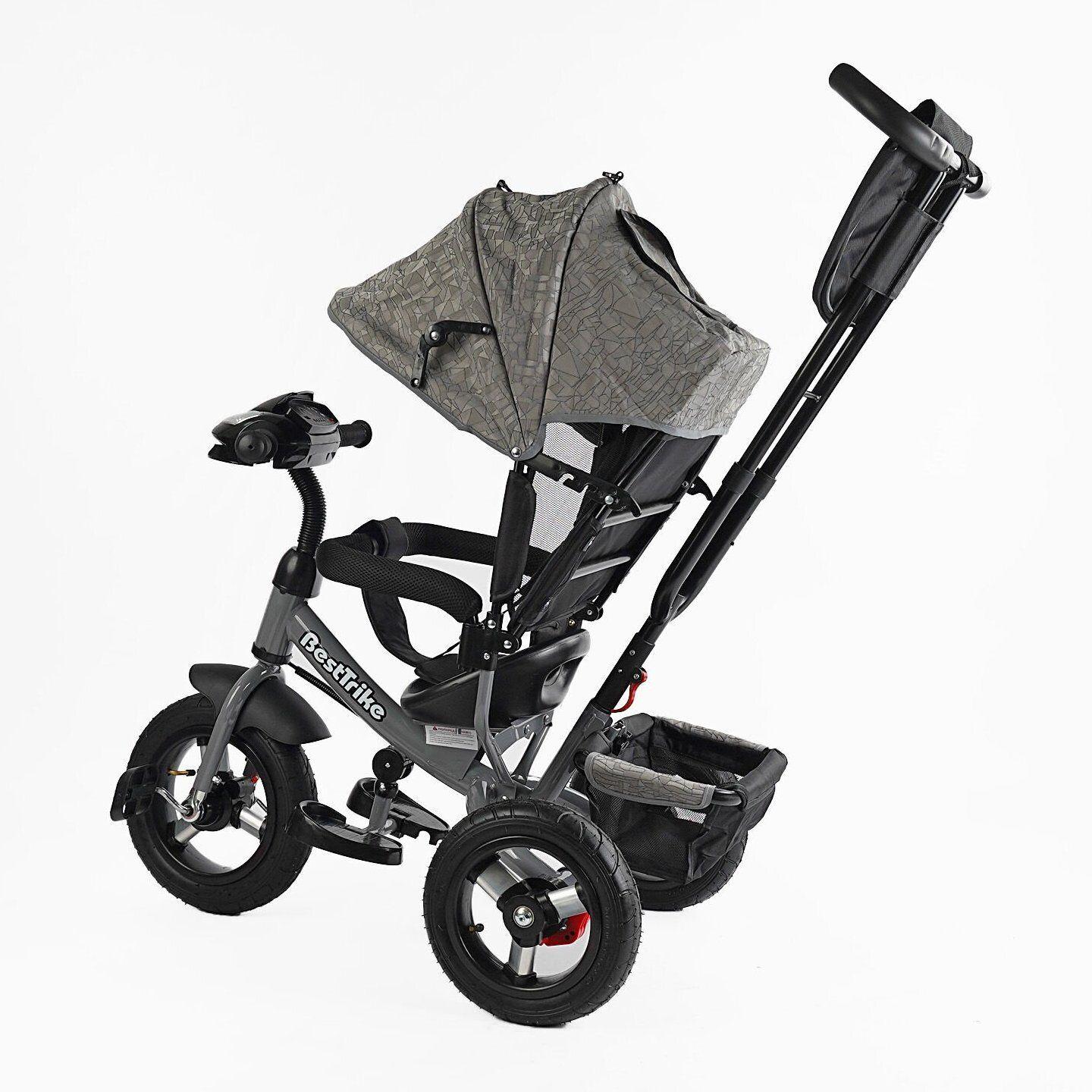Велосипед дитячий триколісний Best Trike 3390 надувні/фара з USB/пультом/батьківською ручкою Сірий (35-723) - фото 3 Велосипед дитячий триколісний Best Trike 3390 надувні/фара з USB/пультом/батьківською ручкою Сірий (35-723) - фото 3