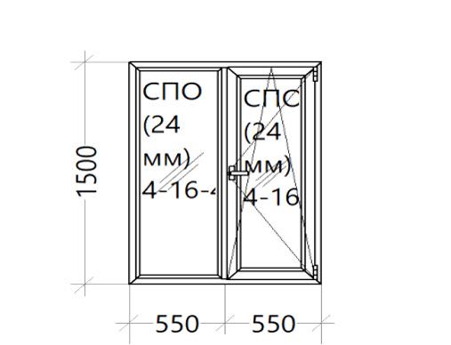 Вікно металопластикове поворотно-відкидне (WDS 300) - фото 2