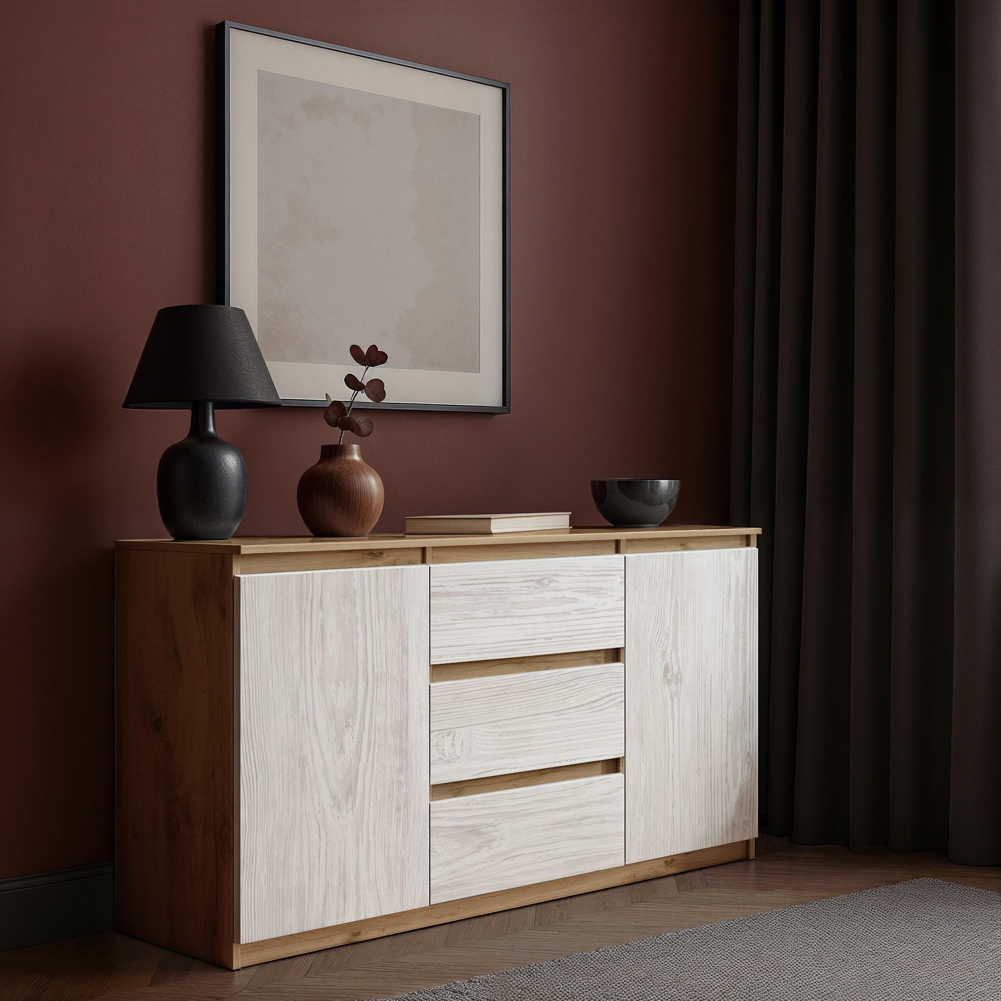 Комод Kvatro 1100х400х750 мм Дуб Аппалачи/Аляска - фото 1 Комод Kvatro 1100х400х750 мм Дуб Аппалачи/Аляска - фото 1