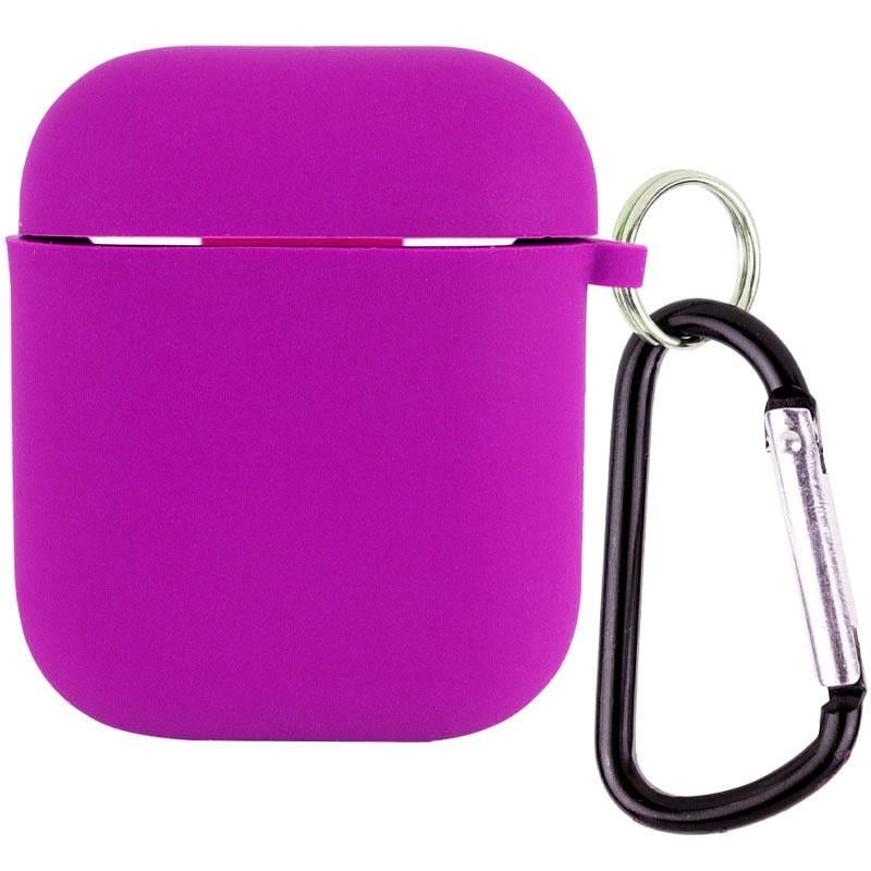Футляр для наушников противоударный для AirPods 1/2 силиконовый с микрофиброй Grape (00000039442_31)