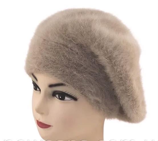 Берет женский из ангоры на ножке Капучино (444-1-7)