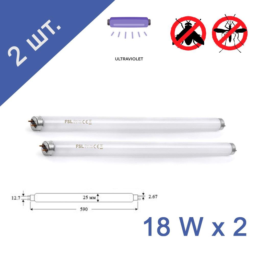 Комплект ламп инсектицидных F18T8BL для уничтожения насекомых 2x18W - фото 2 Комплект ламп инсектицидных F18T8BL для уничтожения насекомых 2x18W - фото 2