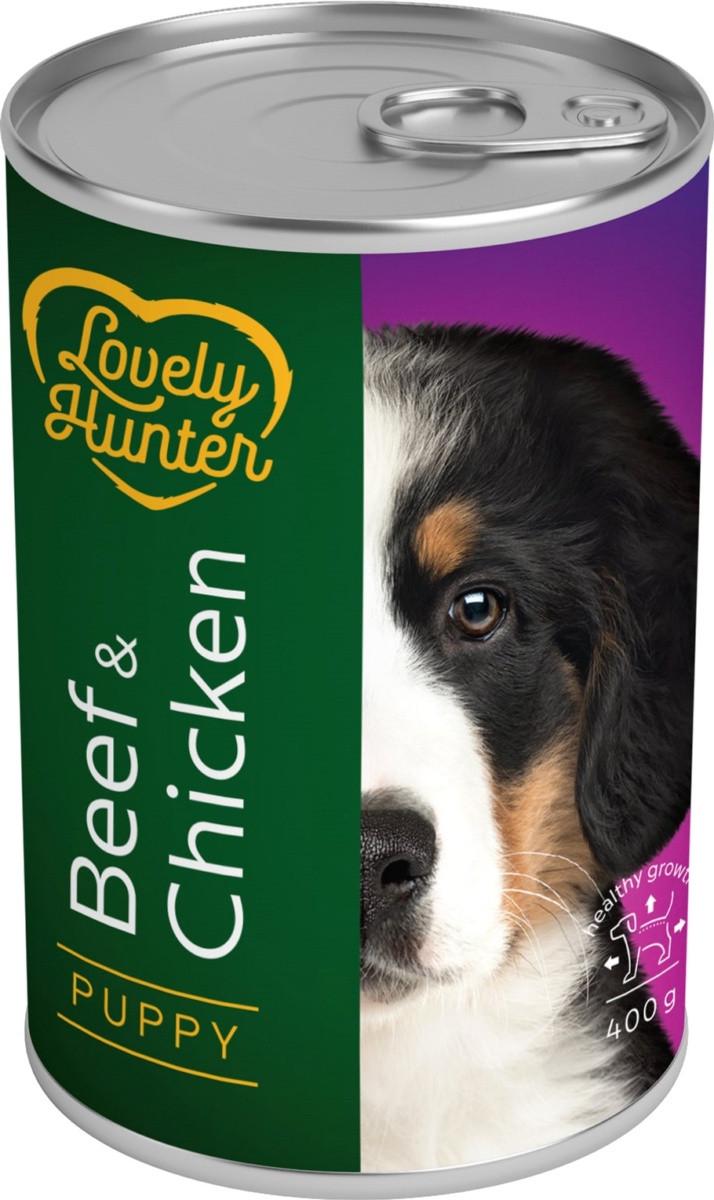 Корм вологий для цуценят Lovely Hunter Puppy Beef and Chicken 400 г (LHU45358)