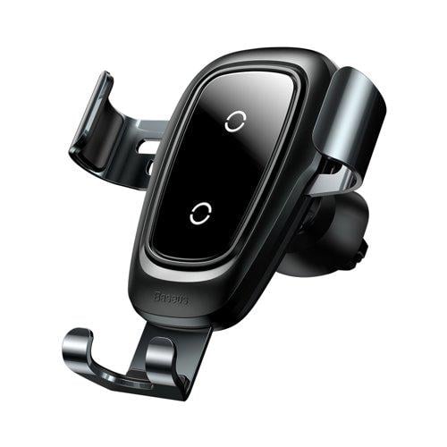 Автодержатель для смартфона Baseus Gravity Car Mount с функцией быстрой зарядки 10W Qi на дефлектор Черный - фото 1