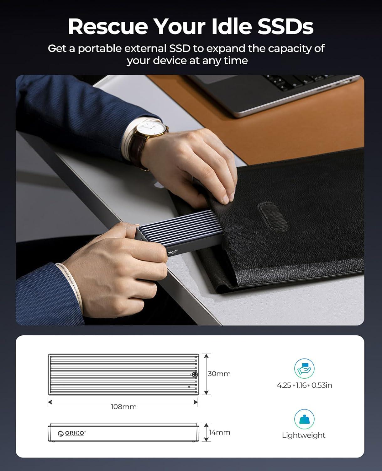Внешний карман Orico M2PV-C3 для NVMe PCIe M2 SSD USB 3.1 Gen 2 Type-C - фото 6
