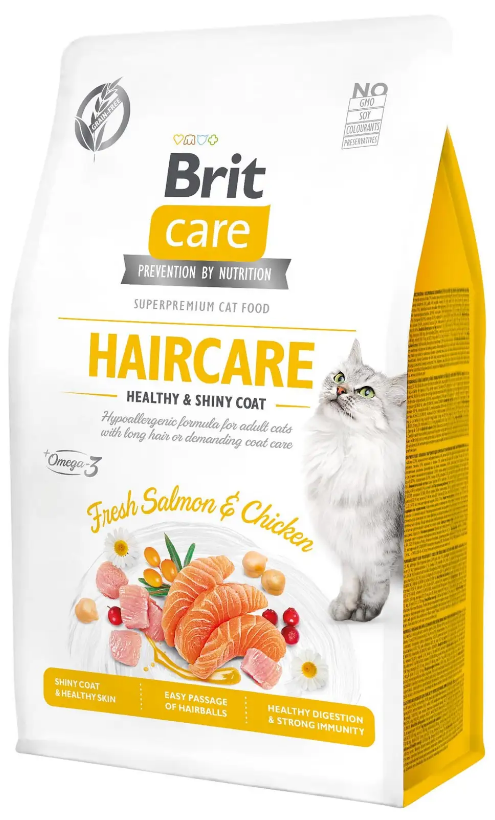 Сухой корм для кошек, нуждающихся в уходе за кожей и шерстью Brit Care Cat GF Haircare Healthy & Shiny Coat 400 г (1789931610) - фото 1