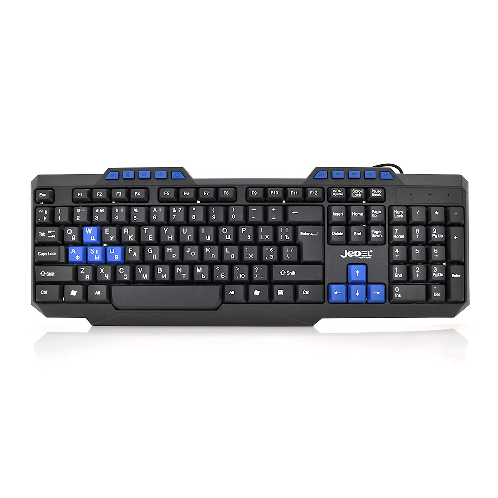 Клавиатура проводная USB Jedel K518 Eng/Укр/Рус 112 клавиш 435x130x21 мм Черный (YUT_V5321)