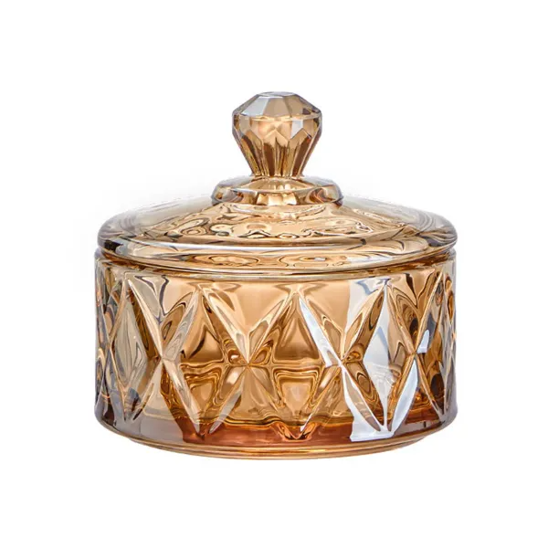 Цукерниця з кришкою скляна під кришталь Коричневий (HP-YH-21)
