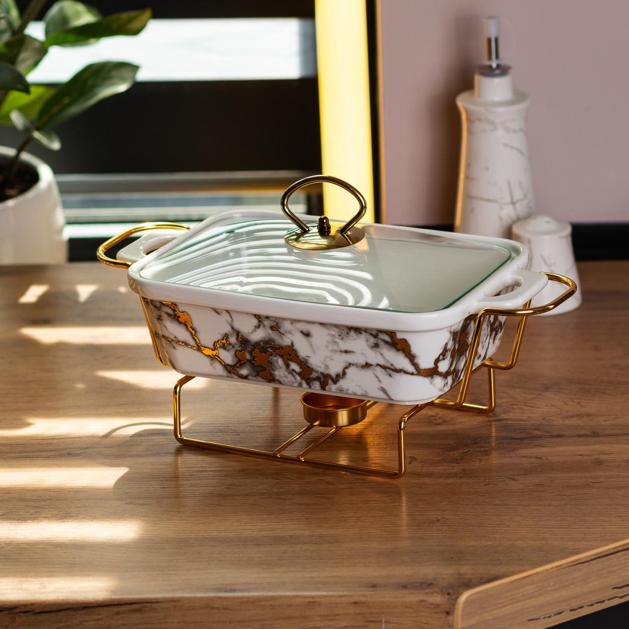 Мармит керамический со стеклянной крышкой 1 л