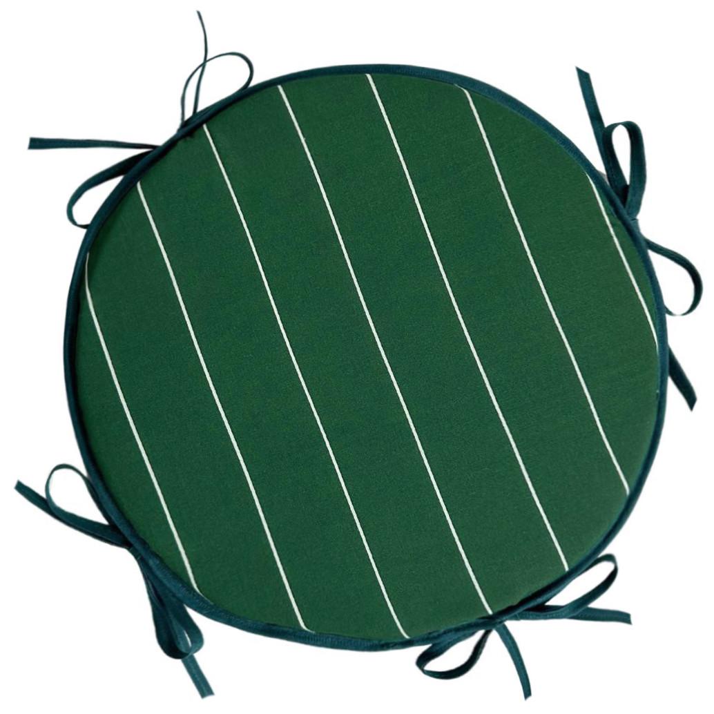 Подушка для табурету Ø 33х2 см Зелений у смужку (2521937085)