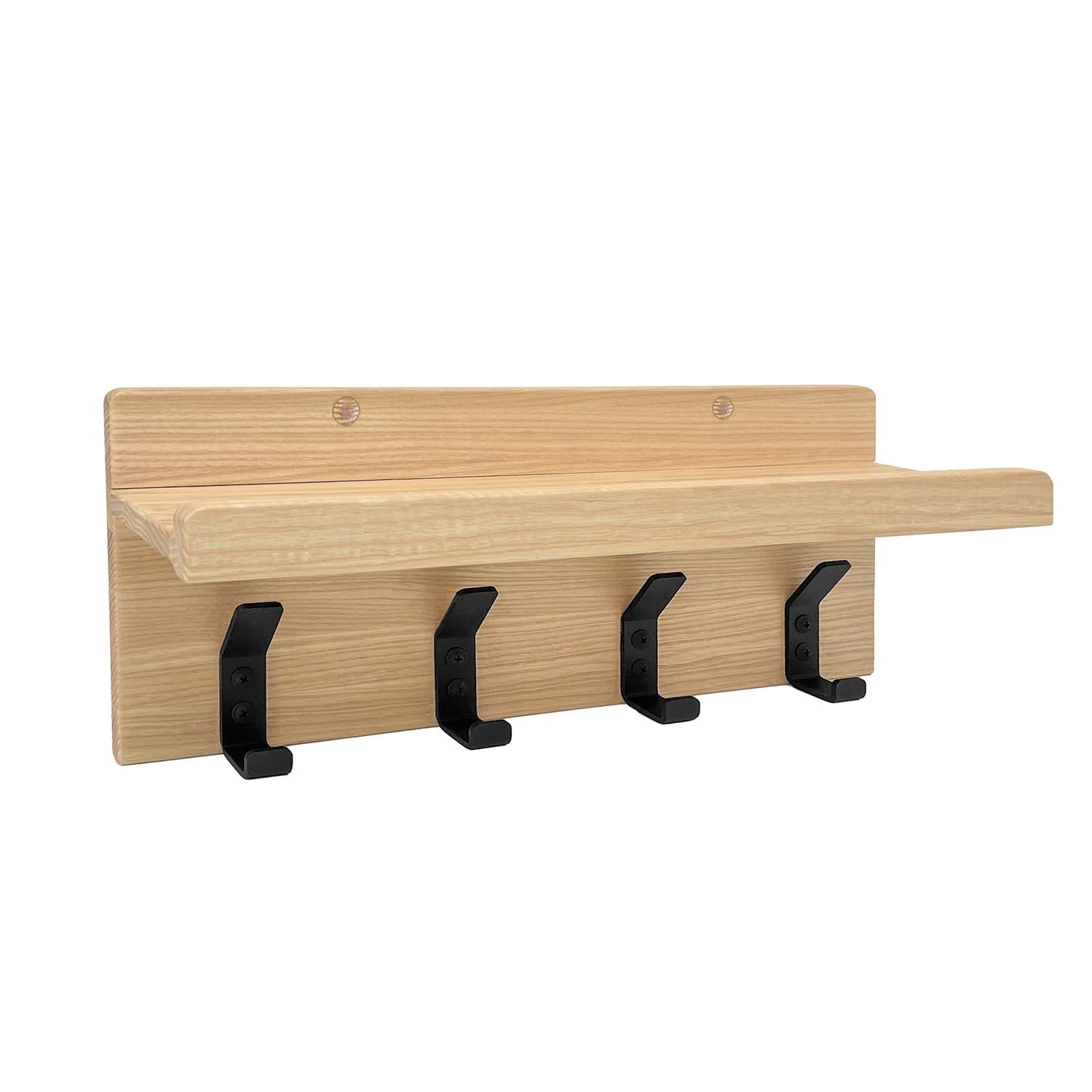 Вішалка настінна із ясеня з полицею 40,5 см (ВІШ-МЕТ-40-НАТ)