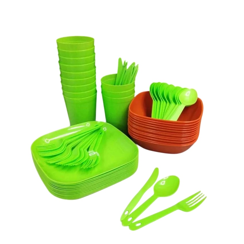 Набор пластиковой посуды для пикника Полимербыт 999-12 ПБ на 12 персон (1496225508)