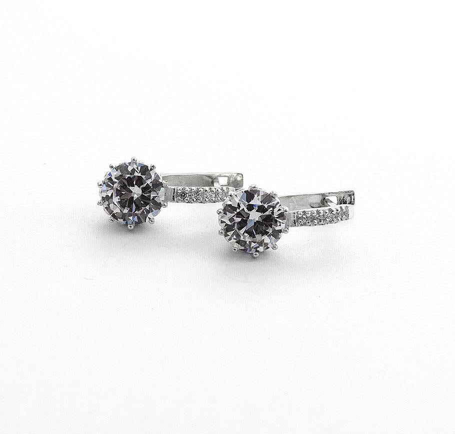 Серьги серебряные с круглым фианитом Maxi Silver 8091/1 Белый (88758)