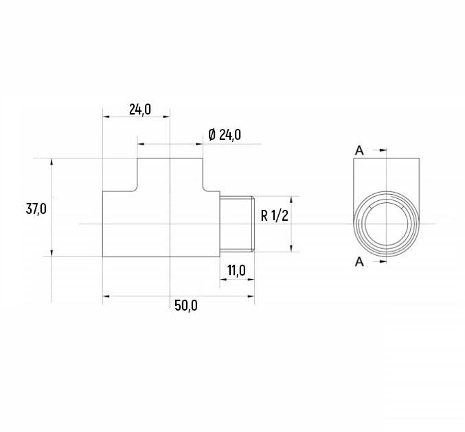 Тройник NAVIN для подключения ТЭНа 1/2" Хром (S25-029430-8202) - фото 3