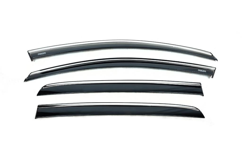 Ветровики с хромом Niken для Volkswagen Golf 6 поликарбонат Черный