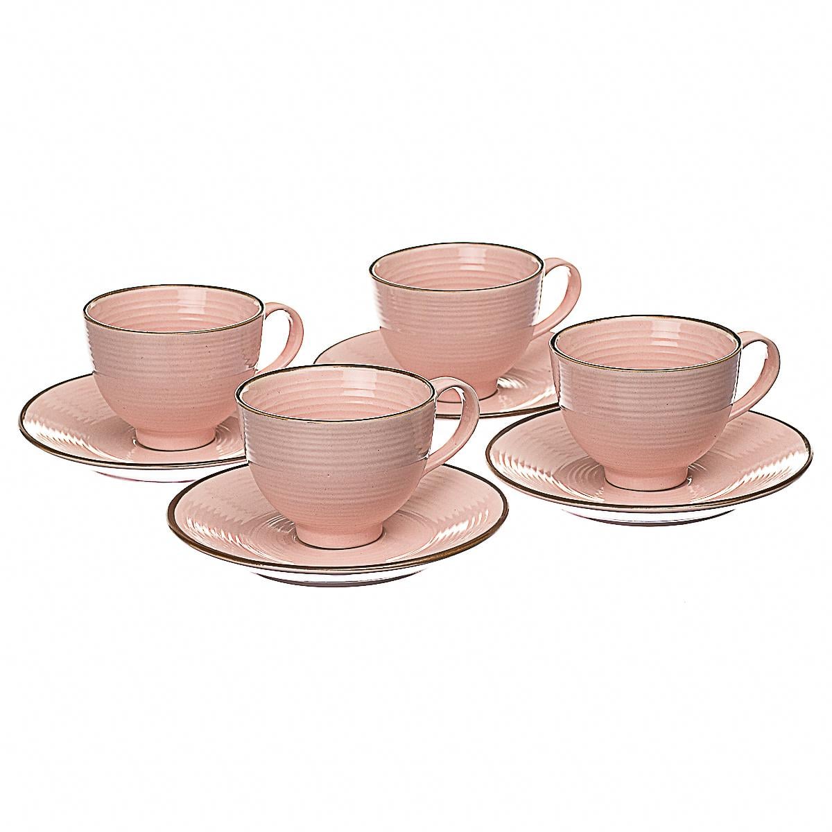 Набор чашек с блюдцем Elisey 4 шт. Розовый (002ALP/pink)