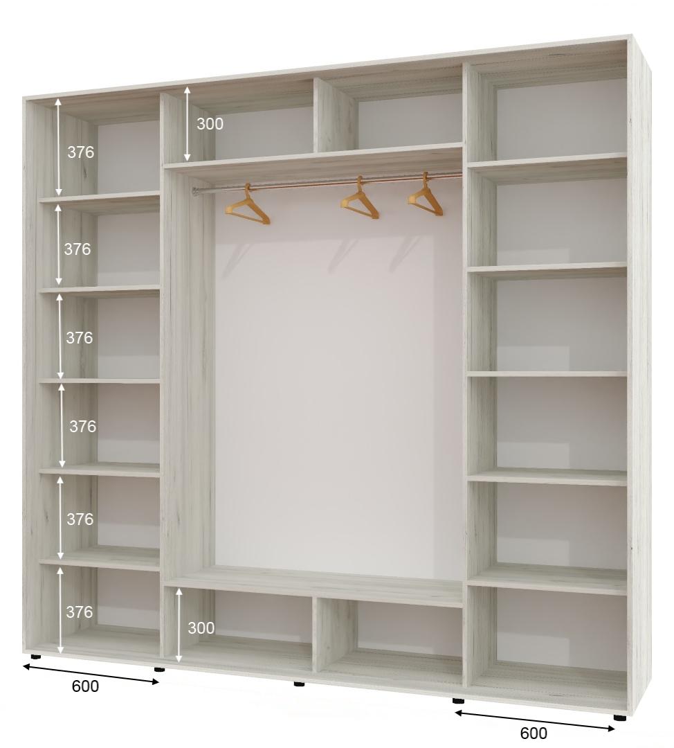 Корпус шкафа-купе Алекса ШК-05 250х60х240 см Дуб крафт белый - фото 2