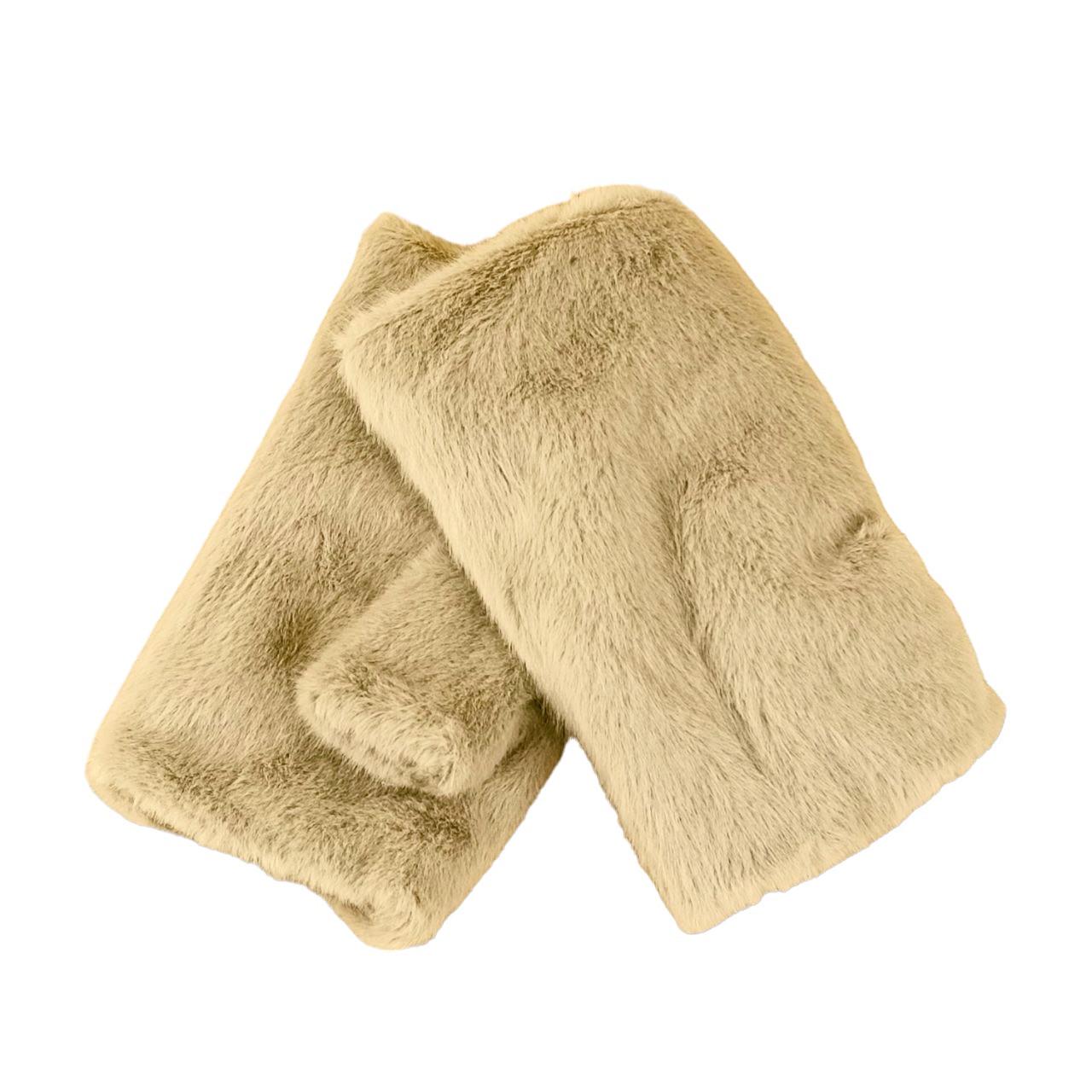 Перчатки митенки меховые S-M Темно-бежевый (47170) - фото 6