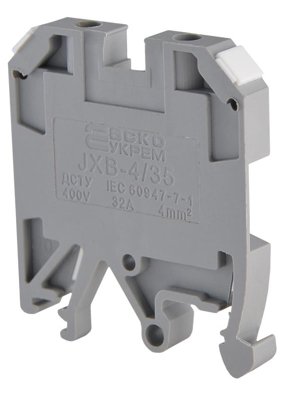 Клемма винтовая наборная АСКО-Укрем JXB 4/35 32А 4 мм2 х 40х6х46 мм Серый (A0130010002) - фото 4