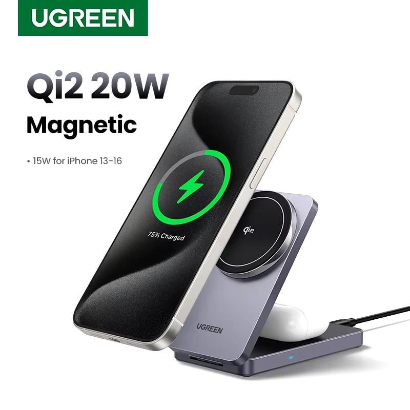 Зарядное устройство безпроводное UGREEN Qi2 W706 MagFlow 20W Grey (45023) - фото 2 Зарядное устройство безпроводное UGREEN Qi2 W706 MagFlow 20W Grey (45023) - фото 2