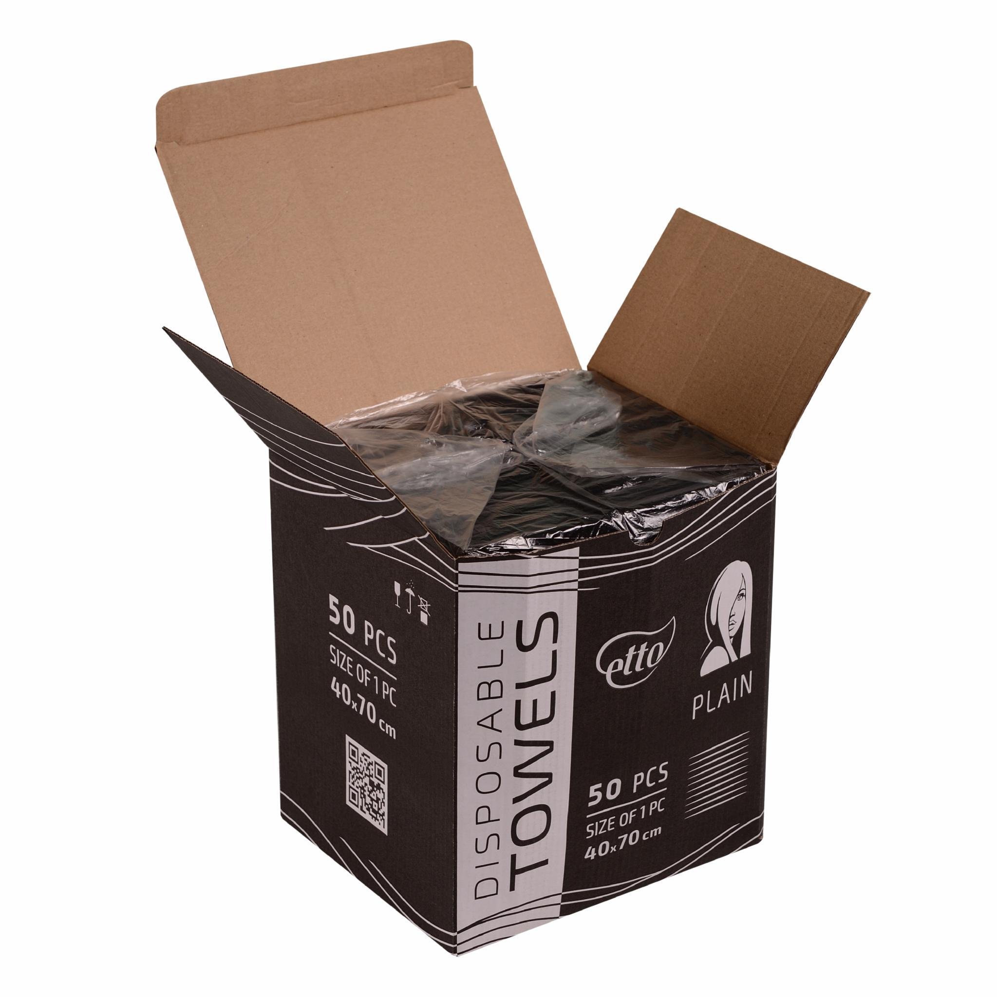 Полотенца одноразовые ETTO Black Collection гладкие сложенные 40х70 см 50 шт. (19015) - фото 2