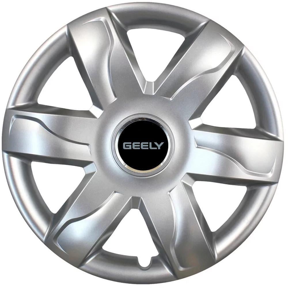 Колпаки SJS 318 с логотипом Geely R15 4 шт. Серебристый