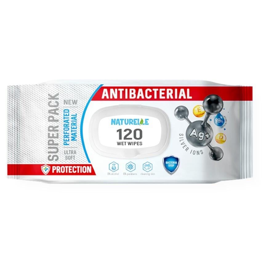 Влажные салфетки антибактериальные Naturelle Antibacterial Silver ions 120 шт. (000006346)