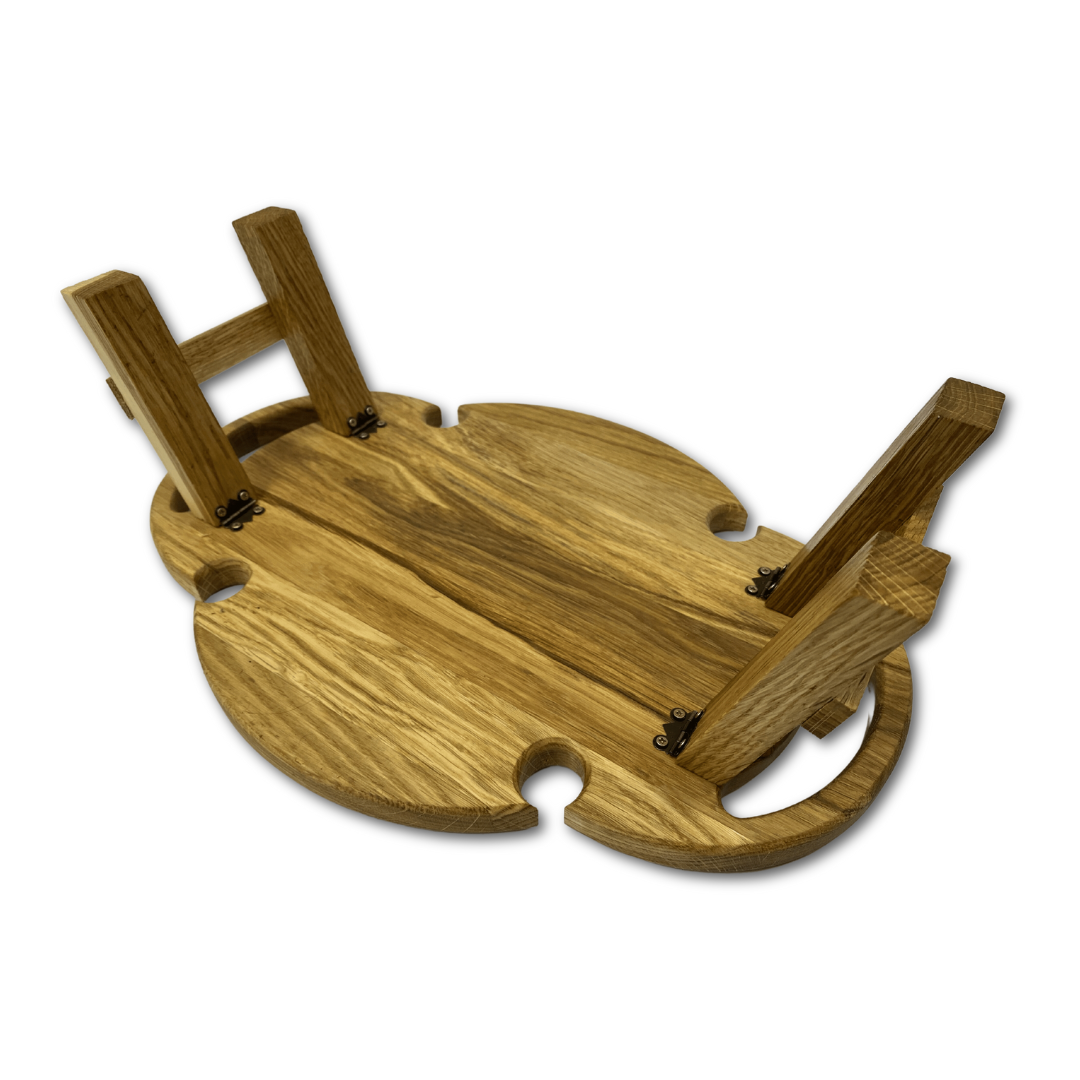 Поднос складной из ясеня на 4 бокала овальный столик-поднос с ножками 44х30 см (G78) - фото 3