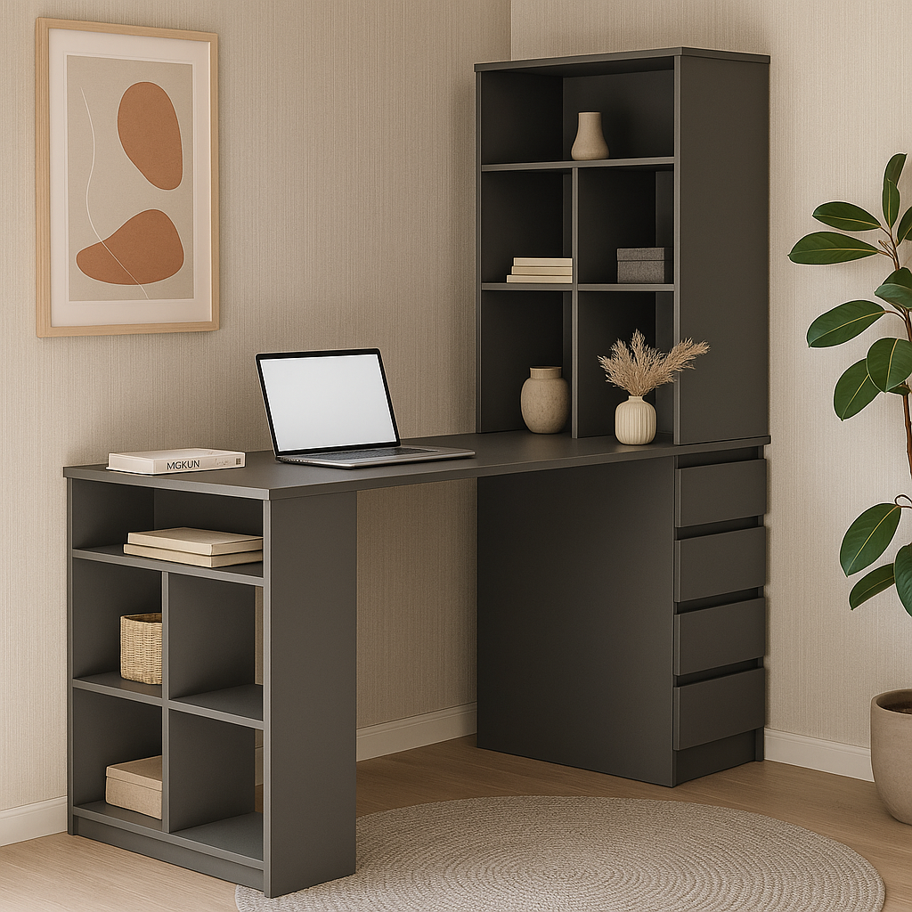 Стіл письмовий СП10 4Я SENAM 1500х1400х600 мм ДСП Сірий Графіт - фото 1 Стіл письмовий СП10 4Я SENAM 1500х1400х600 мм ДСП Сірий Графіт - фото 1