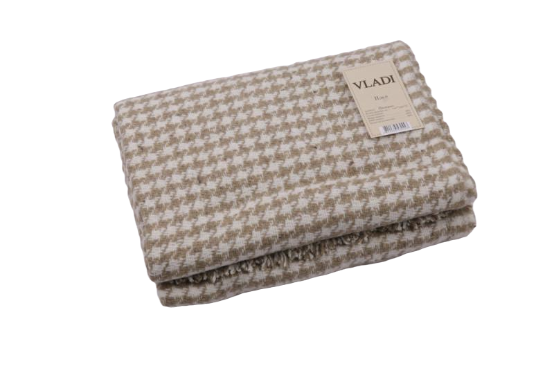 Шерстяной плед Vladi Palermo клетка1 140х200 см Бежевый (ПЛ-3077)