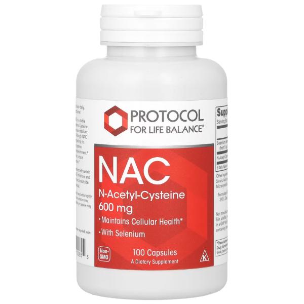 Аминокислота Protocol for Life Balance NAC N-Acetyl-Cysteine 600 мг 100 вег. капс. (23713009)