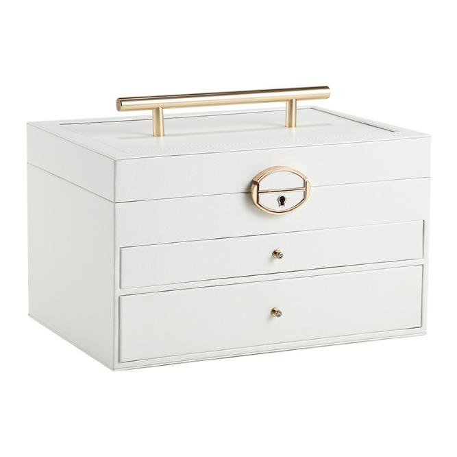 Шкатулка для украшений с зеркалом замком и ручкой 29х17х20 см Белый (ШДД-31-2)