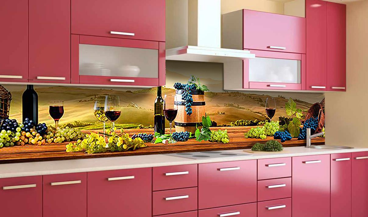 Кухонный фартук Виноградная с самоклеющейся виниловой пленки 60х250 см Зеленый