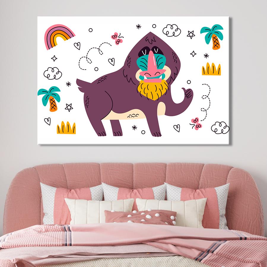 Картина в детскую комнату Житель Африки бабуин 80x54 см (A1387-1)