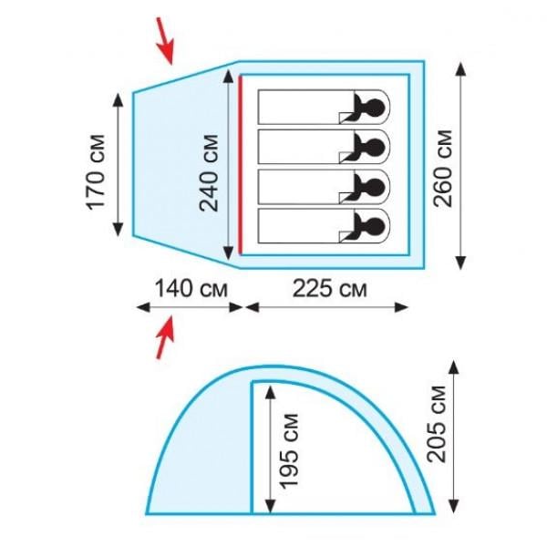 Палатка Tramp Bell 4 V2 четырехместная туристическая 365х260х195/205 см (TRT-081) - фото 2