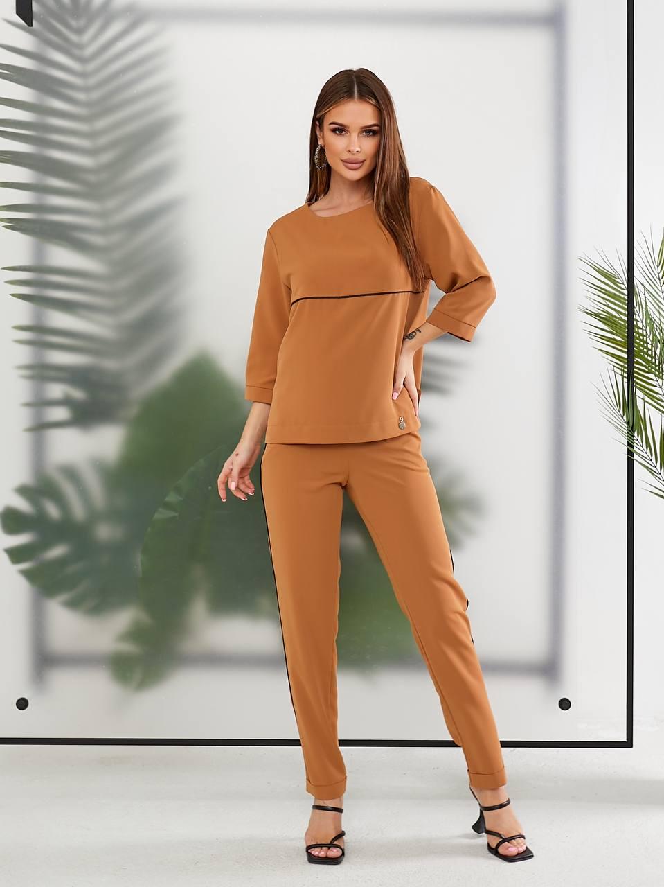 Костюм летний однотонный Khan лонгслив/штаны L Терракотовый (Kh478)