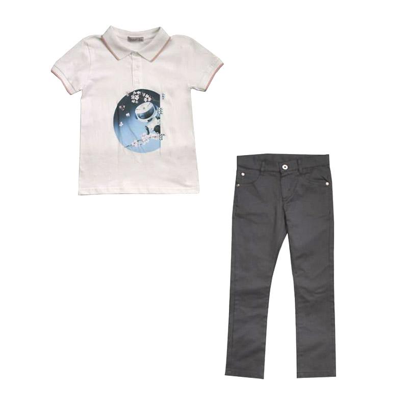 Комплект Monna Rosa Milano 20253 футболка-поло/штани 134 см-140 см Білий/Сірий