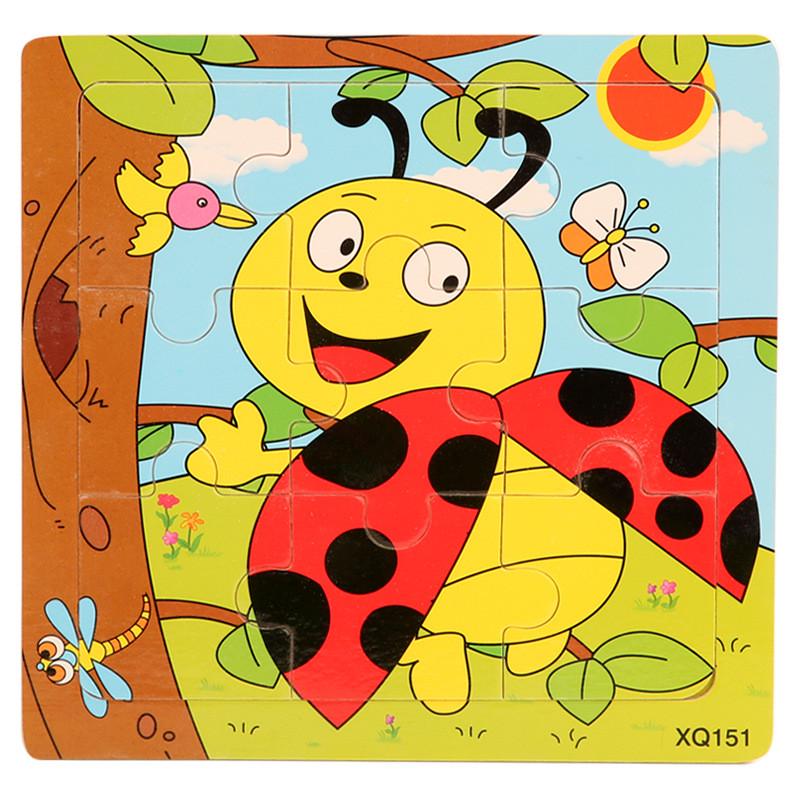 Пазл-рамка деревянный Божья коровка из 9 элементов 15x15 см (1896042488)