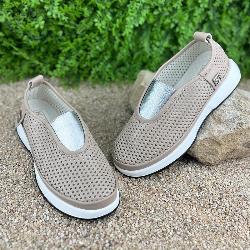 Мокасини жіночі перфорована шкіра Е-007061-36 p. 37 23,5-24 см Коричневий