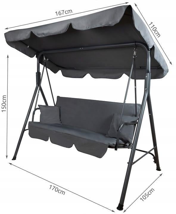 Качели садовые JUST Garden Relax трехместная Серый (2371522972_kala_2) - фото 4 Качели садовые JUST Garden Relax трехместная Серый (2371522972_kala_2) - фото 4