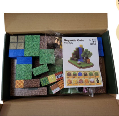 Конструктор магнитный майнкрафт Magnetic Cube водопад в джунглях 128 дет. (10375) - фото 2