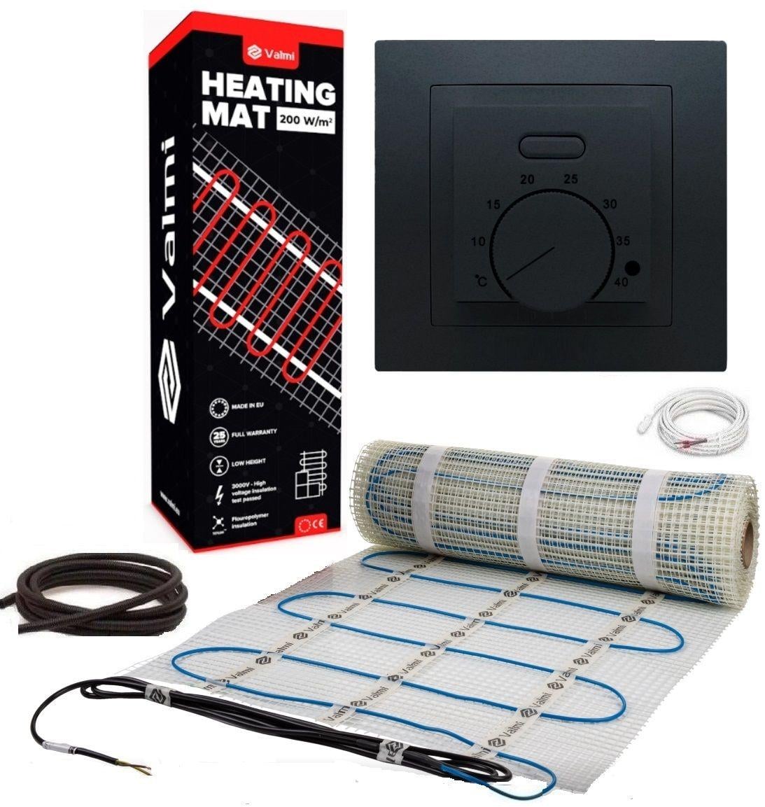 Мат нагревательный Valmi 2 м²/400 Вт с механическим черным терморегулятором AC308