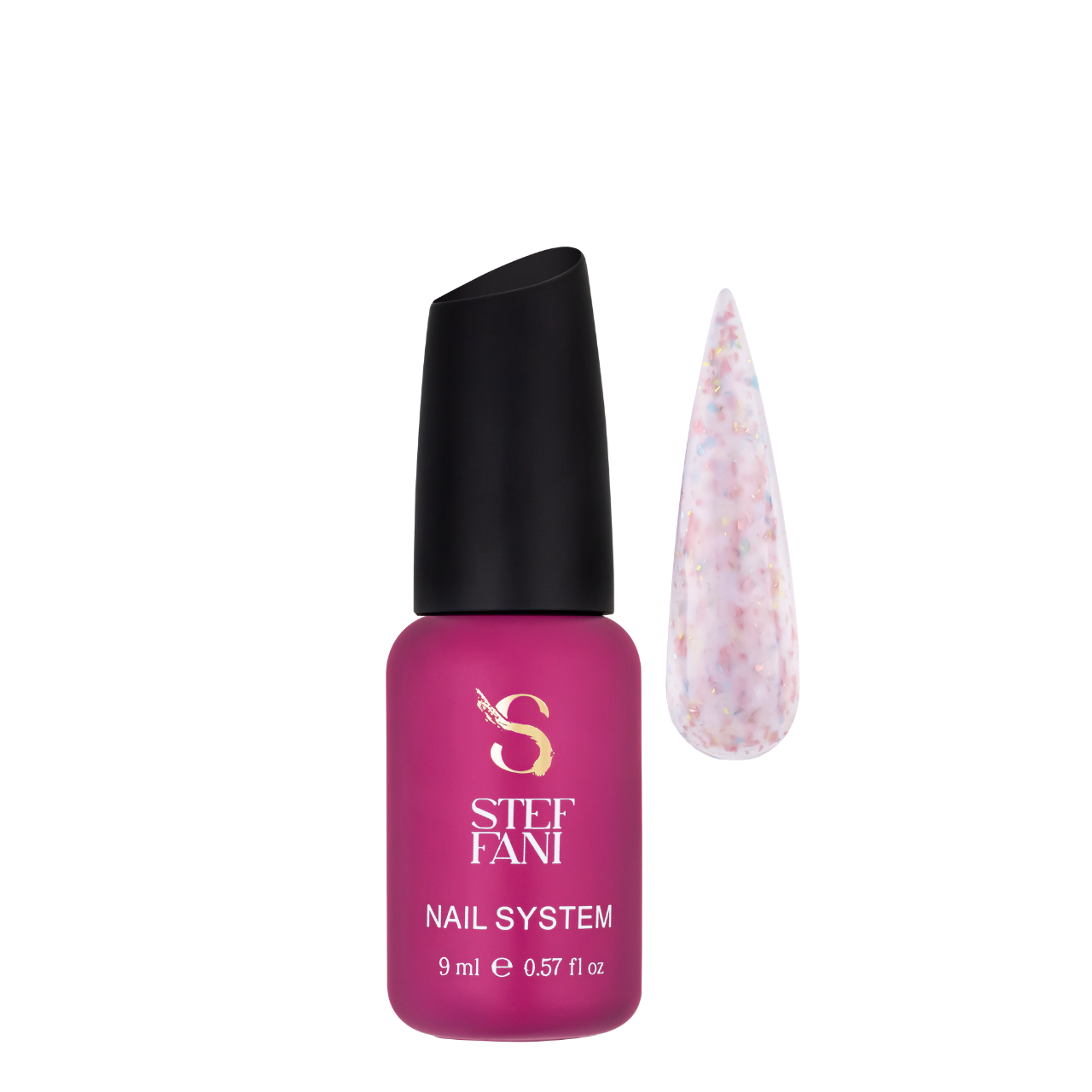 База для гель-лаку камуфлююча Steffani Cover Base 9 мл 22 Світло-рожева з голубими та рожевими блискітками (13353090)