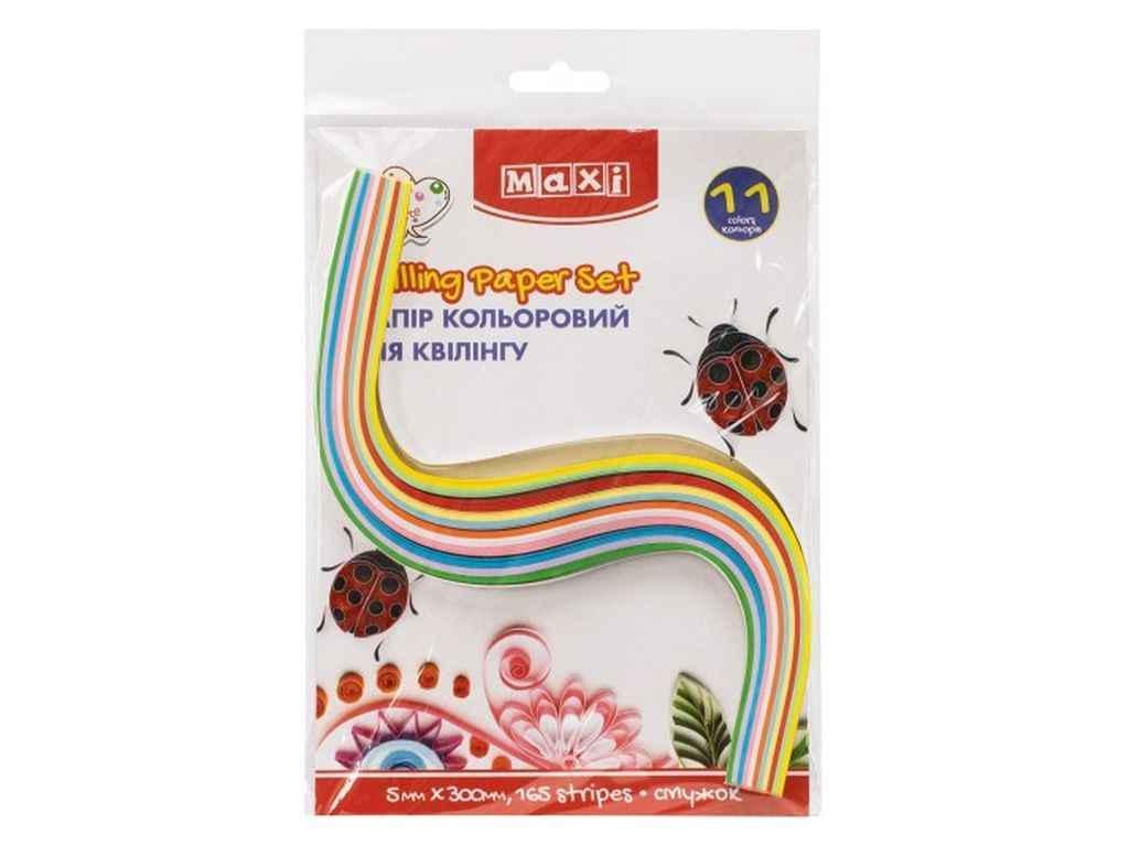 Набор бумаги цветной Maxi MX61949 для квиллинга 5х300 мм 11 цветов 165 полосок (1052229)