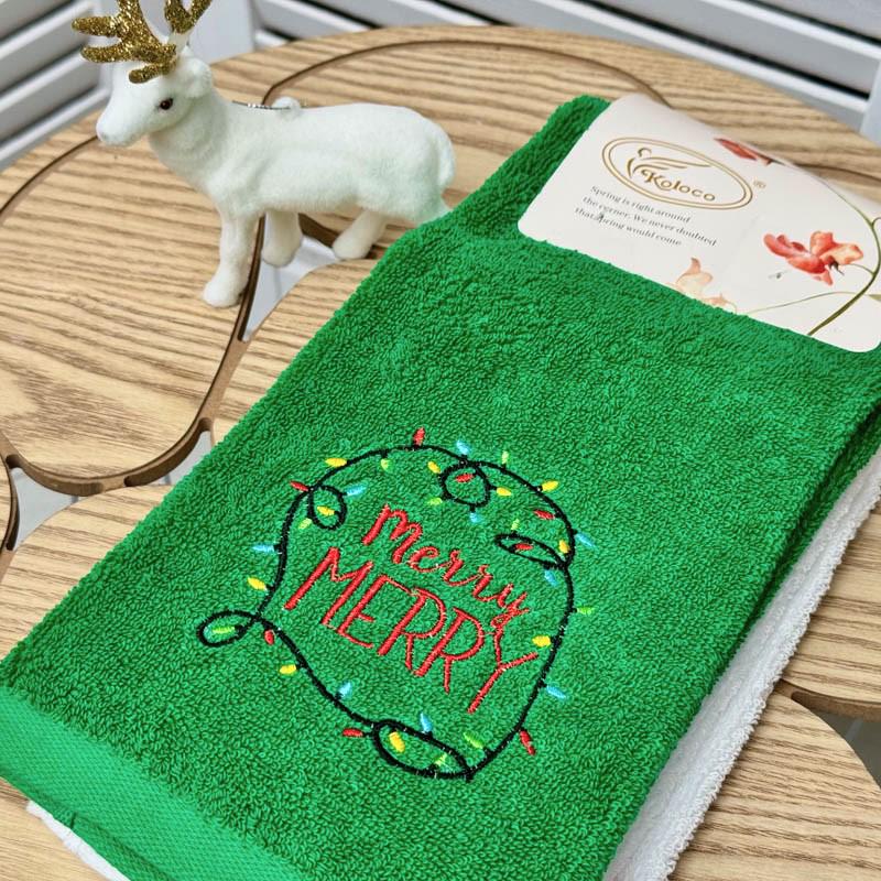 Рушник кухонний новорічні 40x60 см Хромовий зелений (88435)