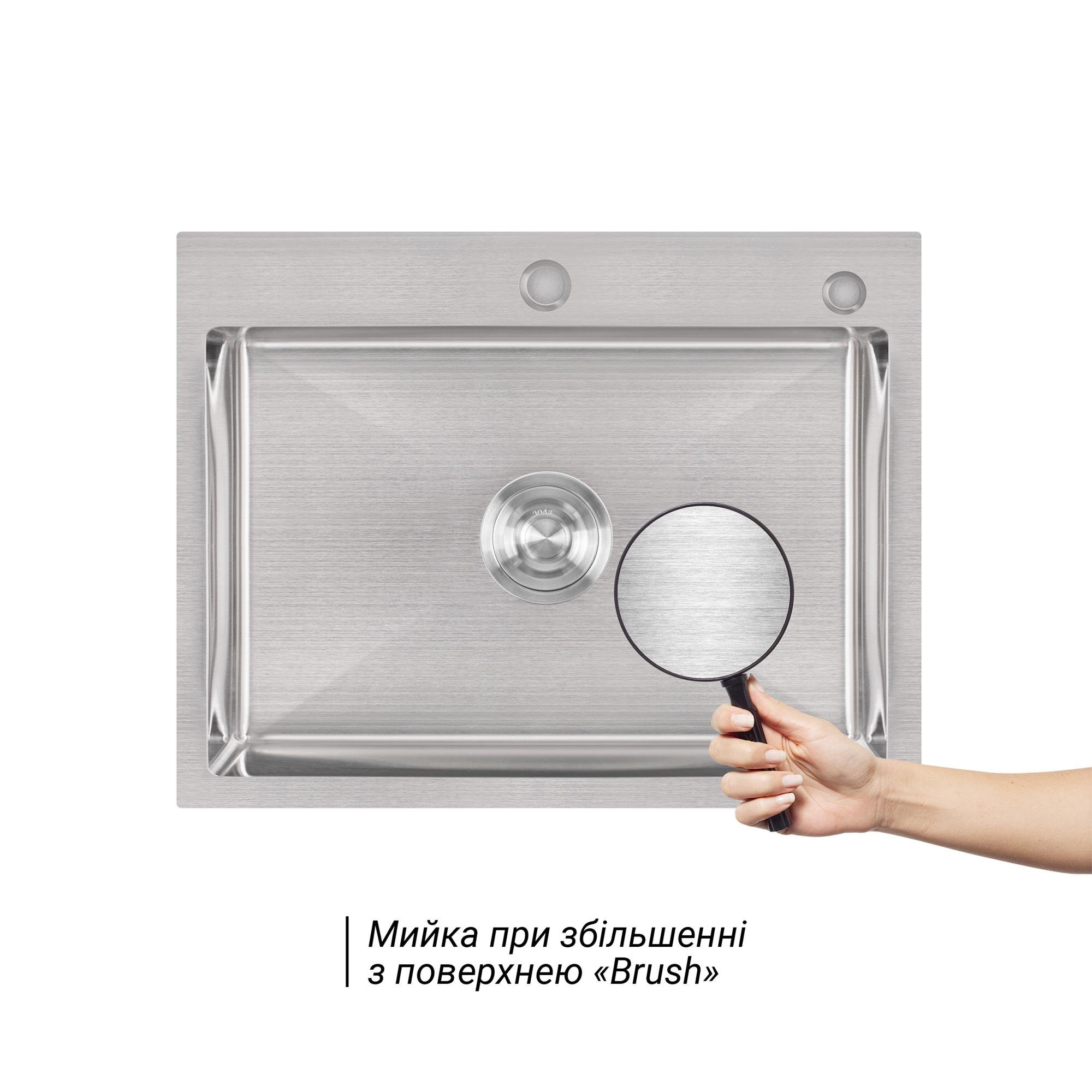 Мийка для кухні інтегрована Lidz Handmade H5845 Brushed Steel з дозатором 3/1 мм (31022590) - фото 4